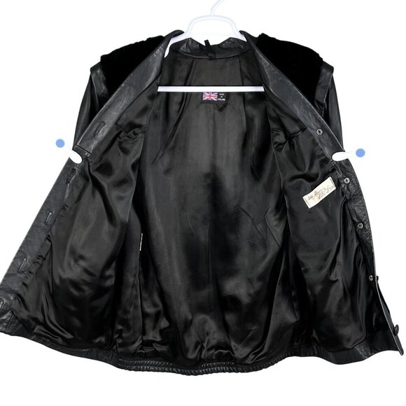 VTG Adolph Schuman For Lilli Ann L Leather Faux Fur Zip-Off Sleeve Vest Jacket - Picture 3 of 16